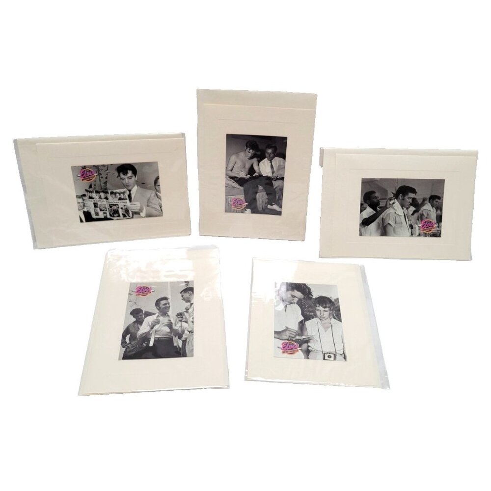 Lot of 5 VTG P Blanton Elvis Presley Black White Matted Blank Card Envelope NOS
